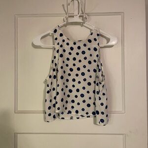 Forever 21 White and Blue Polka Dot Crop Top